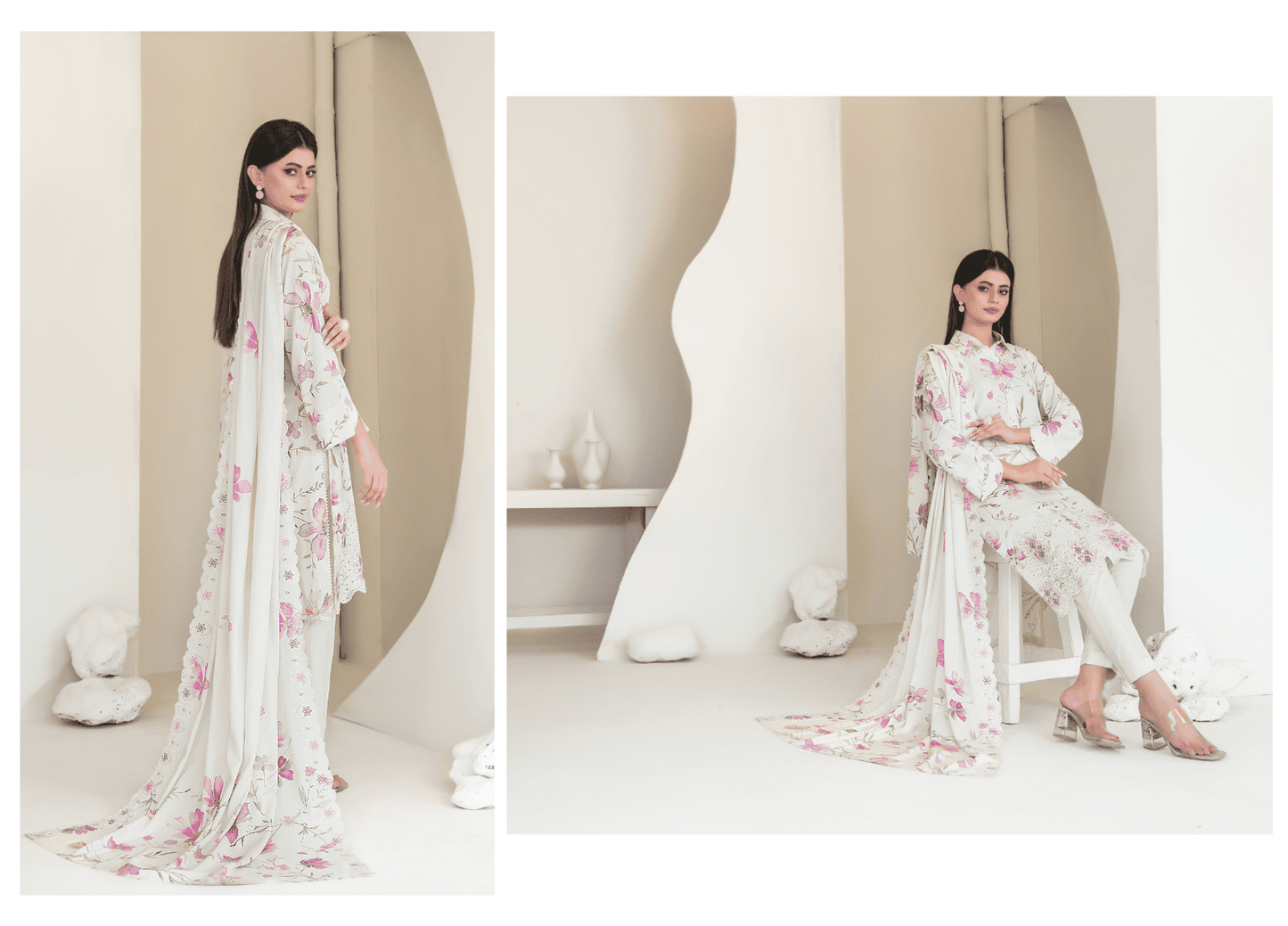 MUSKAAN digital print cutwork shirt, dupatta, trouser - By TAWAKAL (Unstitched) - Libaas Fabrics