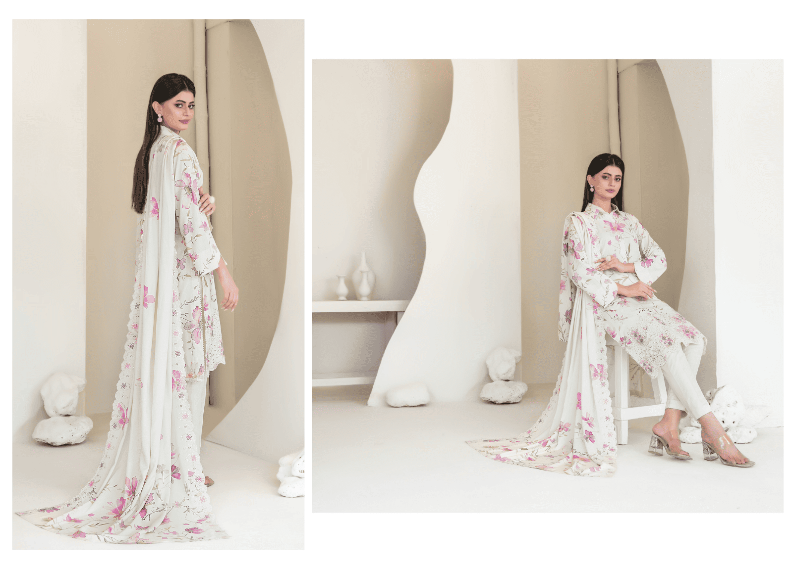 MUSKAAN digital print cutwork shirt, dupatta, trouser - By TAWAKAL (Unstitched) - Libaas Fabrics