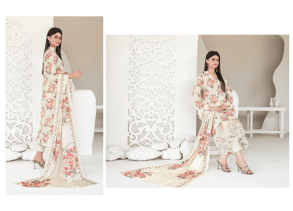 MUSKAAN digital print cutwork shirt, dupatta, trouser - By TAWAKAL (Unstitched) - Libaas Fabrics