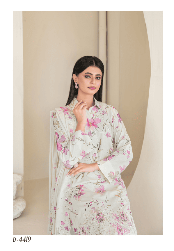 MUSKAAN digital print cutwork shirt, dupatta, trouser - By TAWAKAL (Unstitched) - Libaas Fabrics