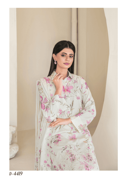 MUSKAAN digital print cutwork shirt, dupatta, trouser - By TAWAKAL (Unstitched) - Libaas Fabrics