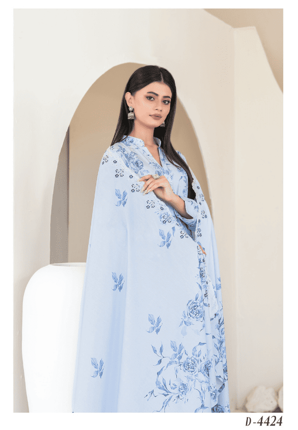 MUSKAAN digital print cutwork shirt, dupatta, trouser - By TAWAKAL (Unstitched) - Libaas Fabrics