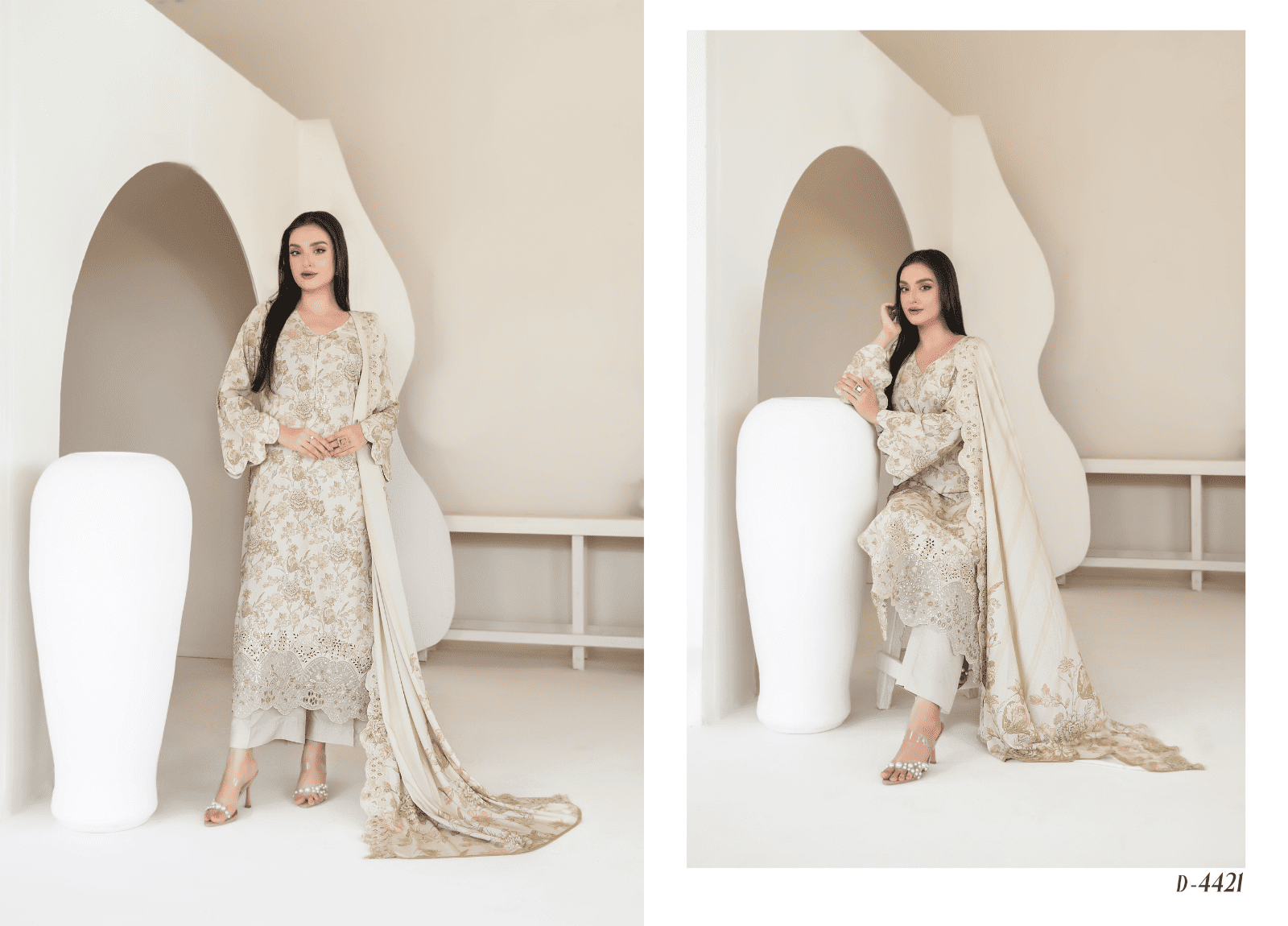 MUSKAAN digital print cutwork shirt, dupatta, trouser - By TAWAKAL (Unstitched) - Libaas Fabrics