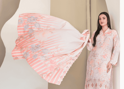 MUSKAAN digital print cutwork shirt, dupatta, trouser - By TAWAKAL (Unstitched) - Libaas Fabrics