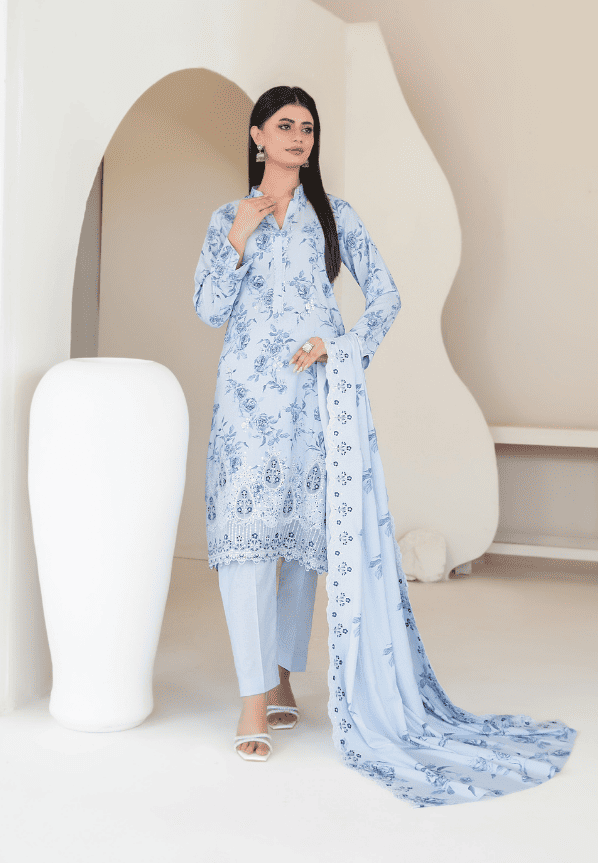 MUSKAAN digital print cutwork shirt, dupatta, trouser - By TAWAKAL (Unstitched) - Libaas Fabrics