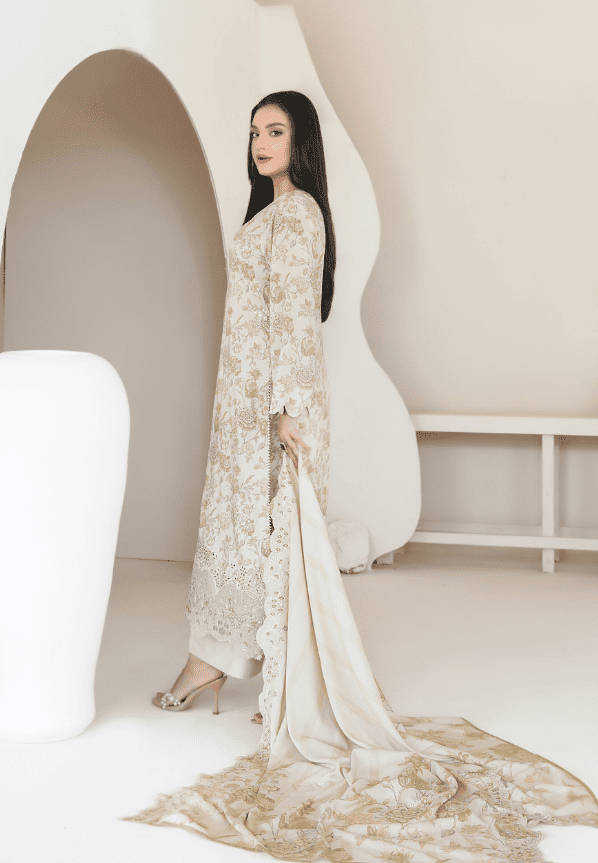 MUSKAAN digital print cutwork shirt, dupatta, trouser - By TAWAKAL (Unstitched) - Libaas Fabrics