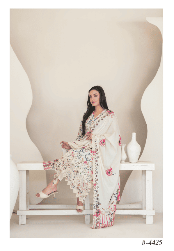 MUSKAAN digital print cutwork shirt, dupatta, trouser - By TAWAKAL (Unstitched) - Libaas Fabrics