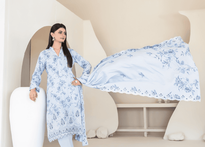 MUSKAAN digital print cutwork shirt, dupatta, trouser - By TAWAKAL (Unstitched) - Libaas Fabrics