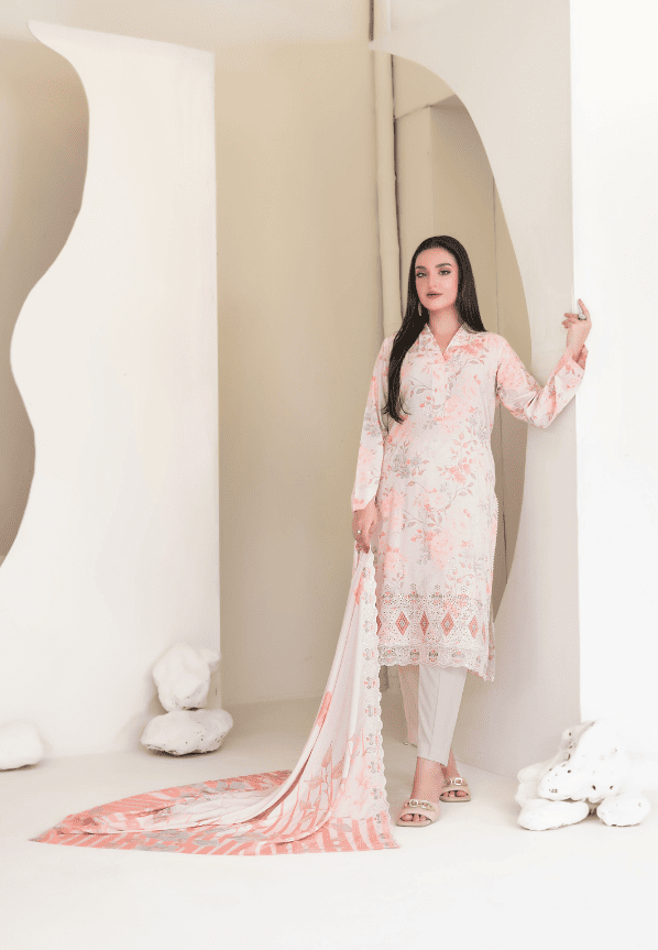 MUSKAAN digital print cutwork shirt, dupatta, trouser - By TAWAKAL (Unstitched) - Libaas Fabrics