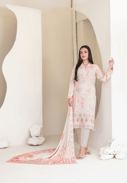MUSKAAN digital print cutwork shirt, dupatta, trouser - By TAWAKAL (Unstitched) - Libaas Fabrics