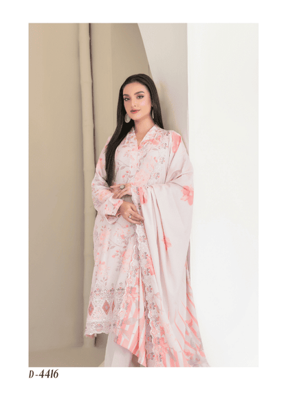 MUSKAAN digital print cutwork shirt, dupatta, trouser - By TAWAKAL (Unstitched) - Libaas Fabrics