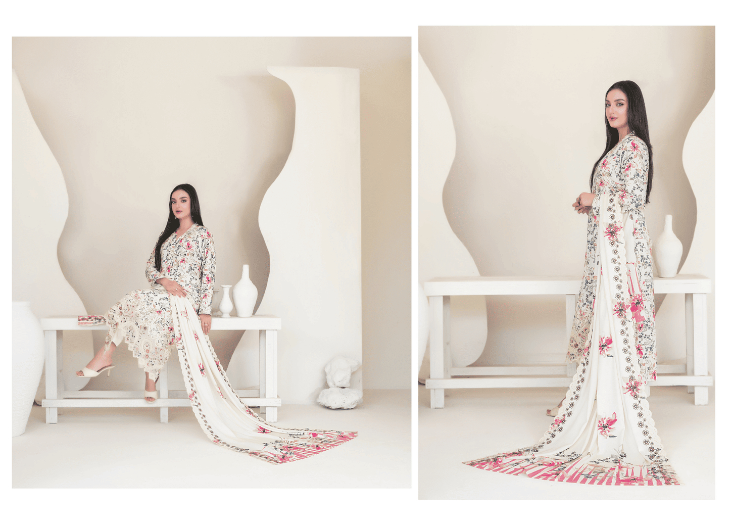 MUSKAAN digital print cutwork shirt, dupatta, trouser - By TAWAKAL (Unstitched) - Libaas Fabrics