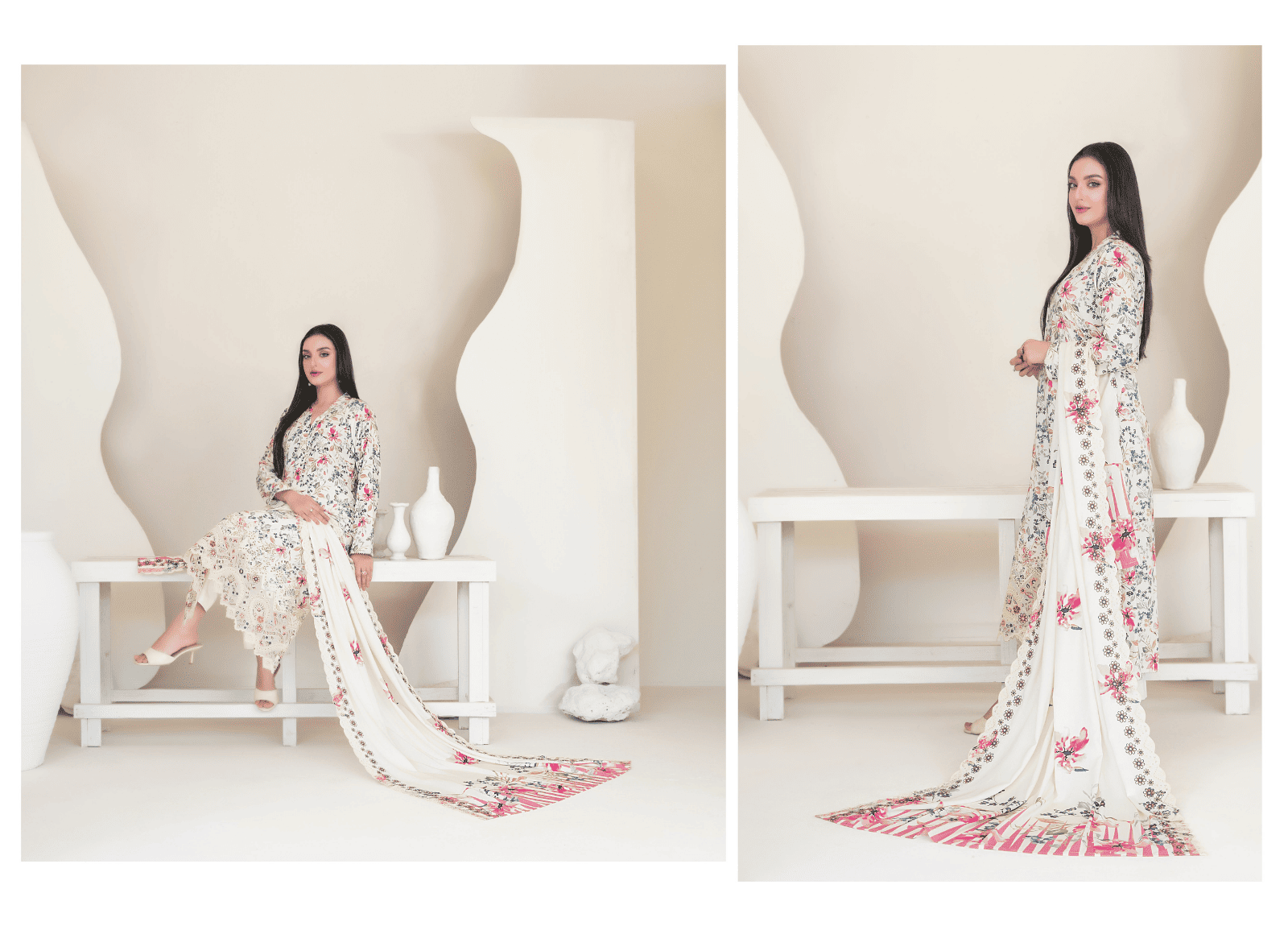 MUSKAAN digital print cutwork shirt, dupatta, trouser - By TAWAKAL (Unstitched) - Libaas Fabrics