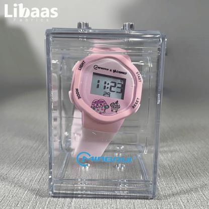 Pink & White Cartoon Character Watch - Libaas Fabrics