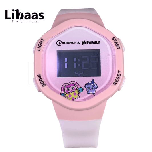 Pink & White Cartoon Character Watch - Libaas Fabrics