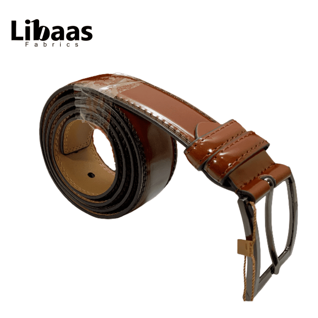 Premium Chinese Leather Belt – Classic Pin Buckle | Black, Brown & Crimson - Libaas Fabrics