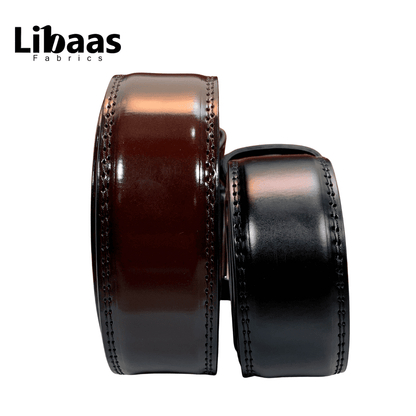 Premium Chinese Leather Belt – Classic Pin Buckle | Black, Brown & Crimson - Libaas Fabrics