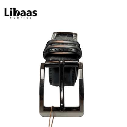 Premium Chinese Leather Belt – Classic Pin Buckle | Black, Brown & Crimson - Libaas Fabrics