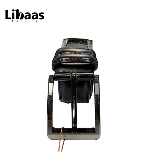 Premium Chinese Leather Belt – Classic Pin Buckle | Black, Brown & Crimson - Libaas Fabrics