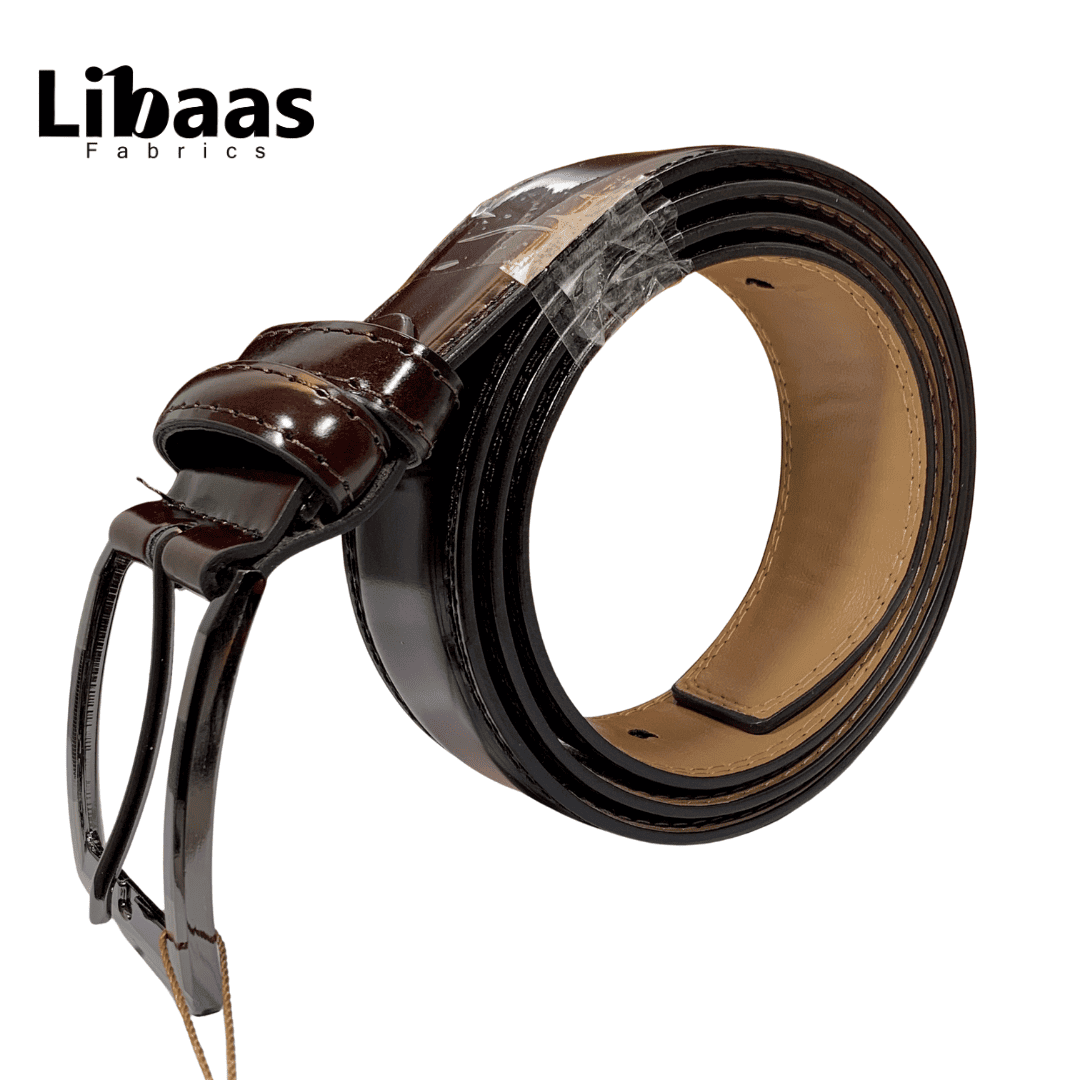 Premium Chinese Leather Belt – Classic Pin Buckle | Black, Brown & Crimson - Libaas Fabrics