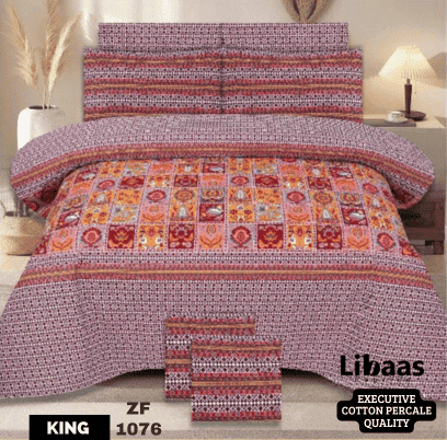 Premium Quality King Size Cotton Bedsheet Set - Libaas Fabrics