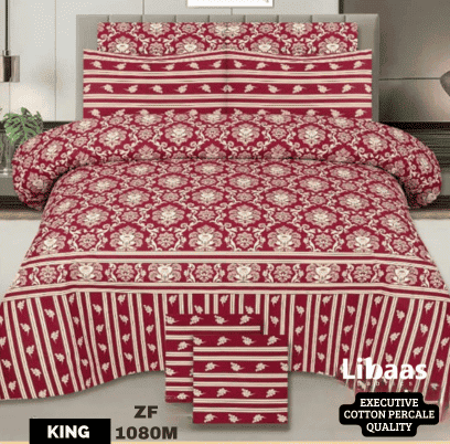 Premium Quality King Size Cotton Bedsheet Set - Libaas Fabrics