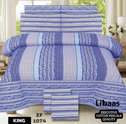 Premium Quality King Size Cotton Bedsheet Set - Libaas Fabrics