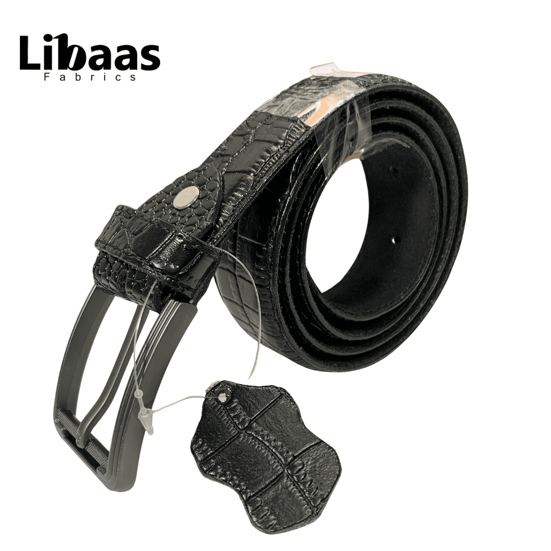 Regal Croc Belt – Luxury Black Crocodile Texture - Libaas Fabrics