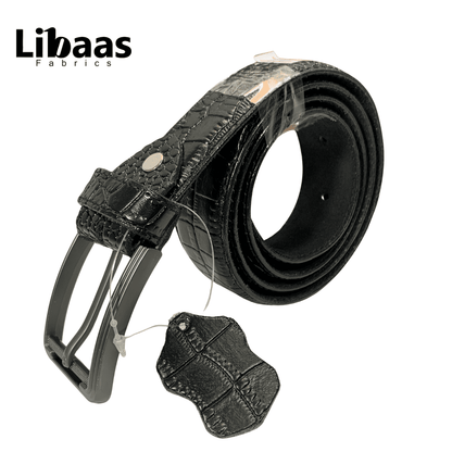 Regal Croc Belt – Luxury Black Crocodile Texture - Libaas Fabrics
