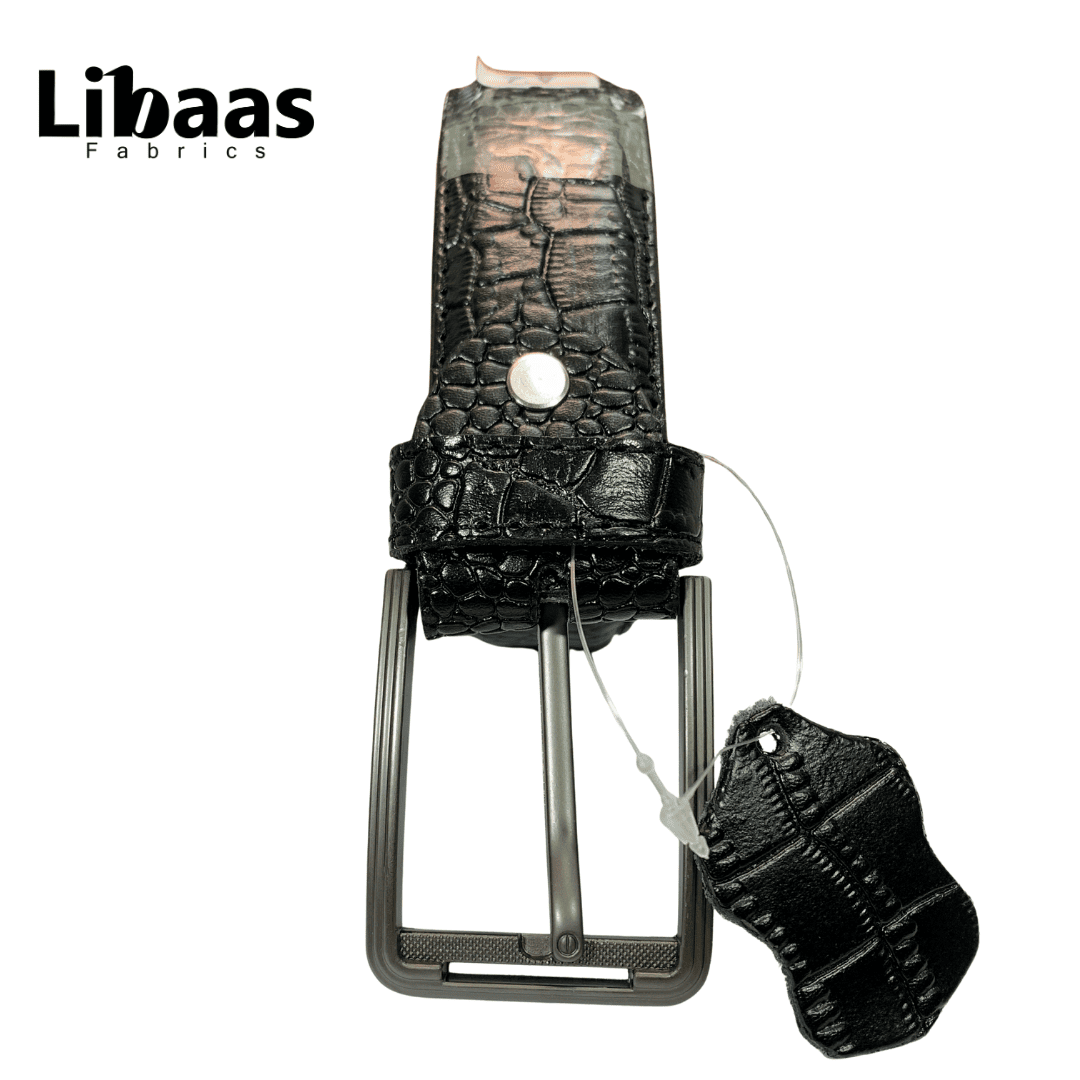 Regal Croc Belt – Luxury Black Crocodile Texture - Libaas Fabrics