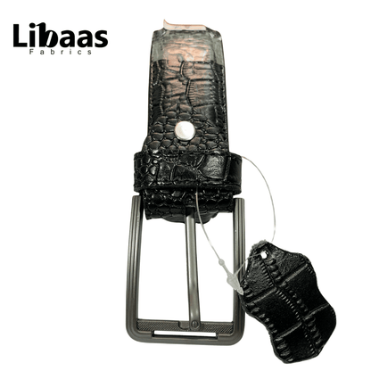 Regal Croc Belt – Luxury Black Crocodile Texture - Libaas Fabrics