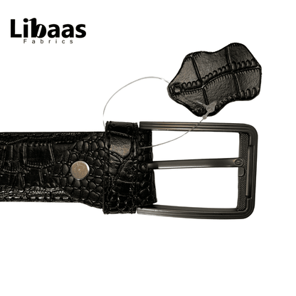Regal Croc Belt – Luxury Black Crocodile Texture - Libaas Fabrics
