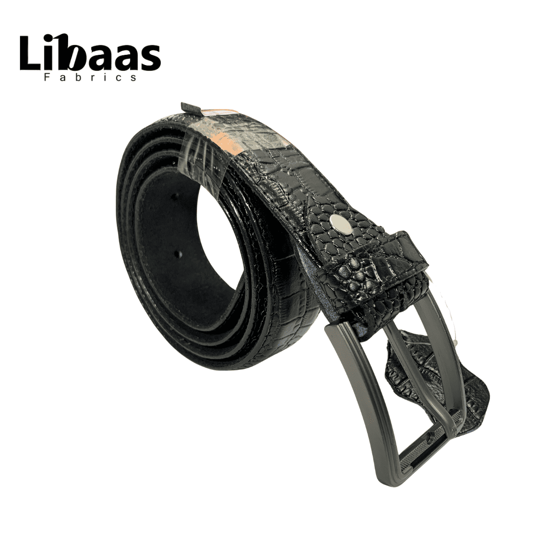 Regal Croc Belt – Luxury Black Crocodile Texture - Libaas Fabrics