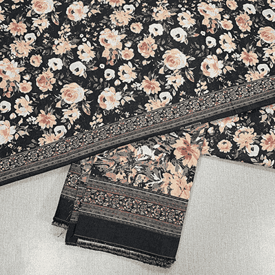 Safina Printed Khaddar 3 Piece (Unstitched) – Shirt, Dupatta & Trouser - Libaas Fabrics