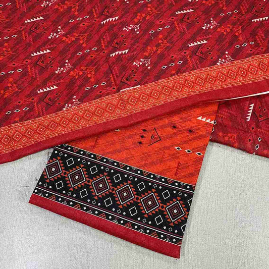Safina Printed Khaddar 3 Piece (Unstitched) – Shirt, Dupatta & Trouser - Libaas Fabrics