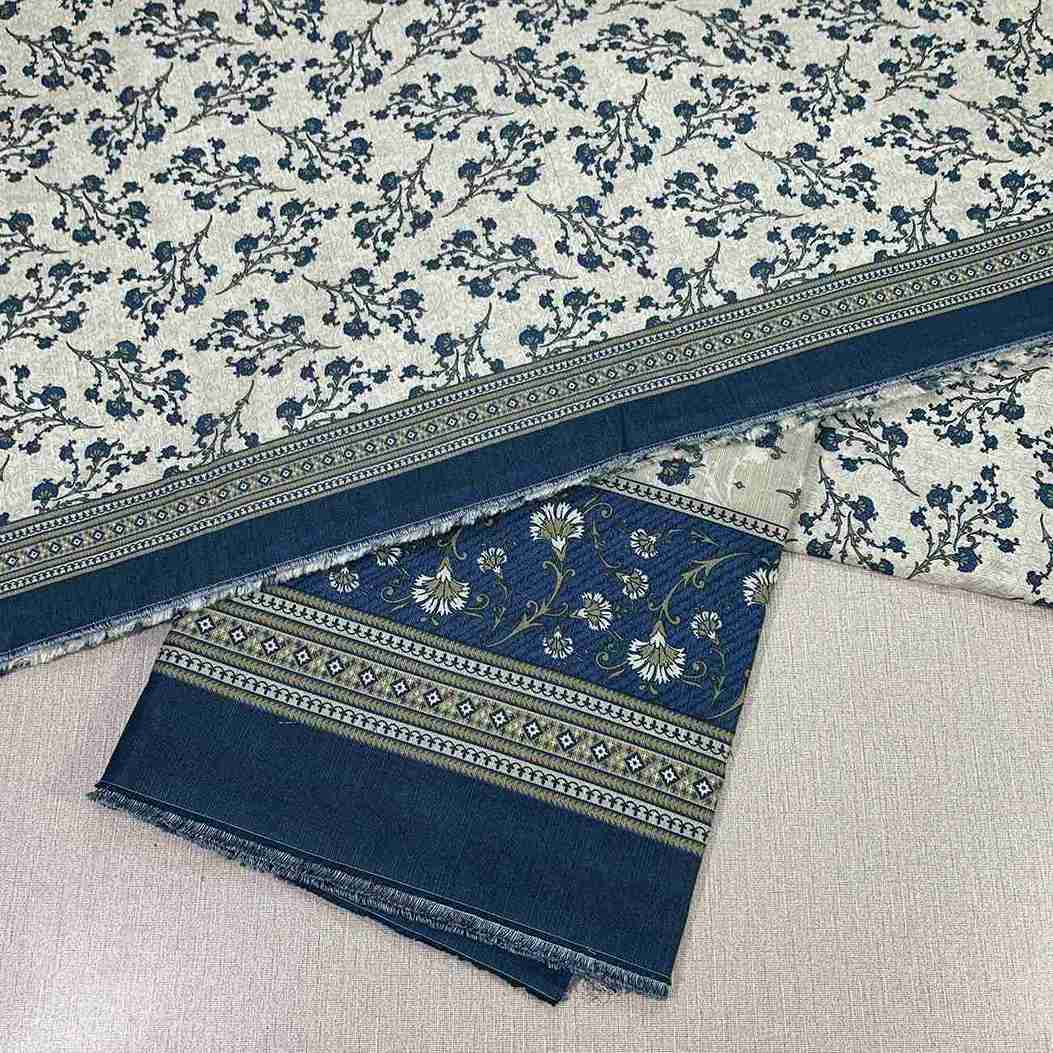 Safina Printed Khaddar 3 Piece (Unstitched) – Shirt, Dupatta & Trouser - Libaas Fabrics
