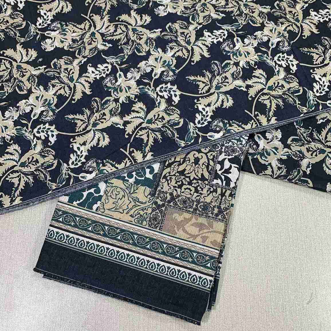 Safina Printed Khaddar 3 Piece (Unstitched) – Shirt, Dupatta & Trouser - Libaas Fabrics