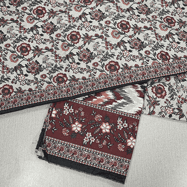Safina Printed Khaddar 3 Piece (Unstitched) – Shirt, Dupatta & Trouser - Libaas Fabrics