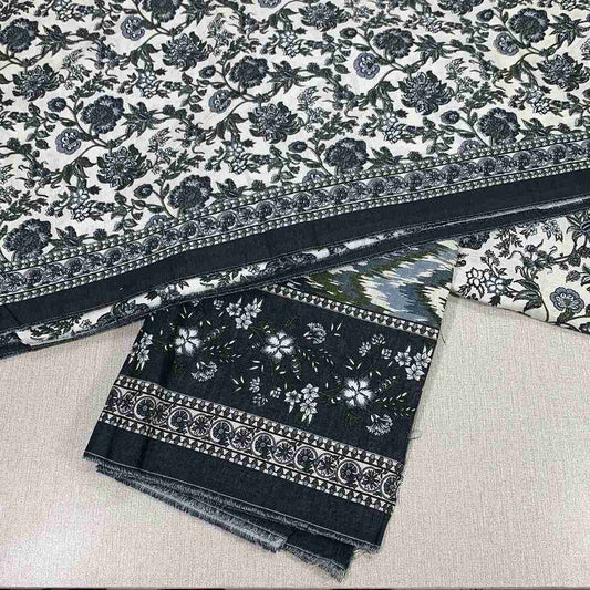 Safina Printed Khaddar 3 Piece (Unstitched) – Shirt, Dupatta & Trouser - Libaas Fabrics