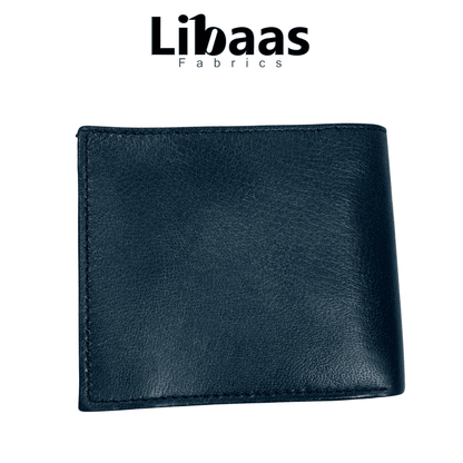 Sheep Leather Tri - Fold Wallet with Transparent ID Slots – Navy Blue - Libaas Fabrics