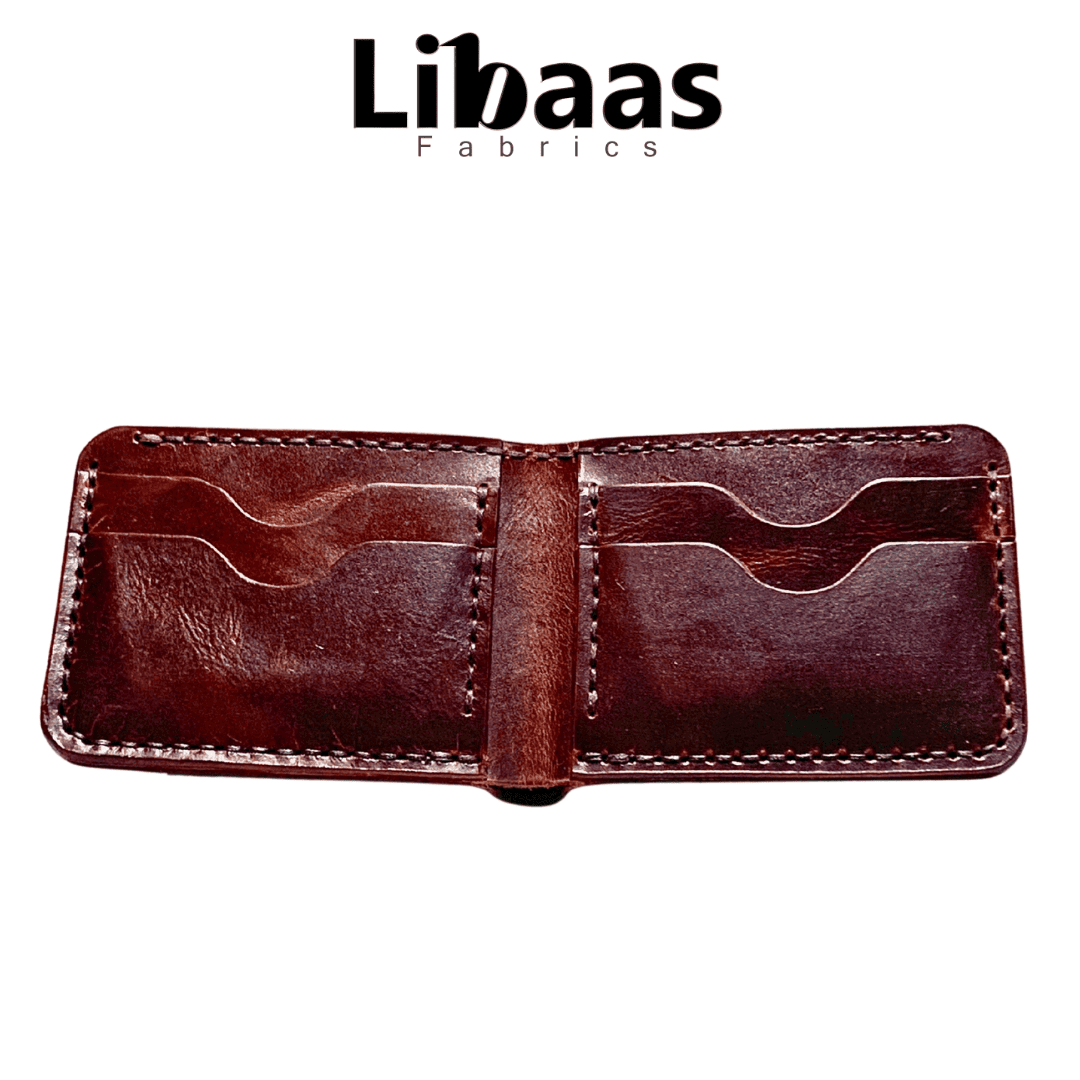 Signature Handmade Leather Wallet – Deep Chestnut Finish - Libaas Fabrics