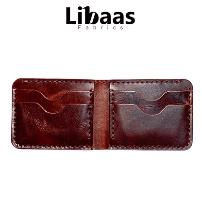 Signature Handmade Leather Wallet – Deep Chestnut Finish - Libaas Fabrics