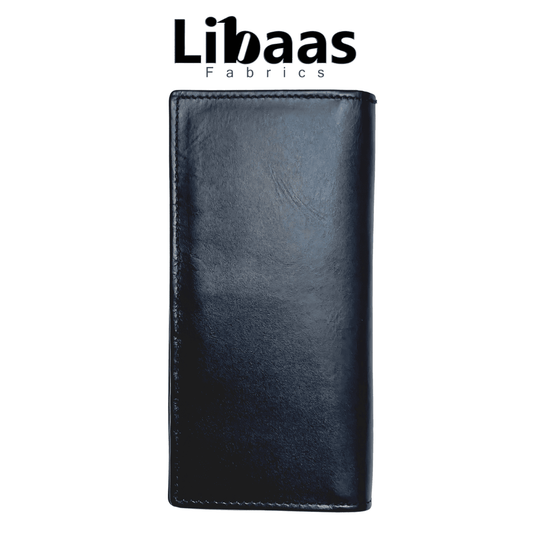 Snap Button Wallet – Black Leather Organizer - Libaas Fabrics