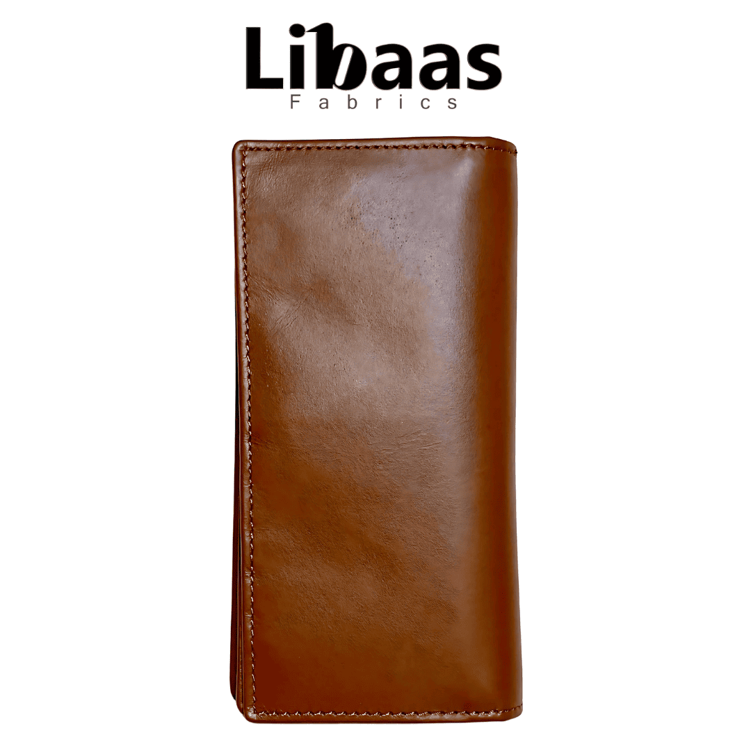 Snap Button Wallet – Brown Leather Organizer - Libaas Fabrics