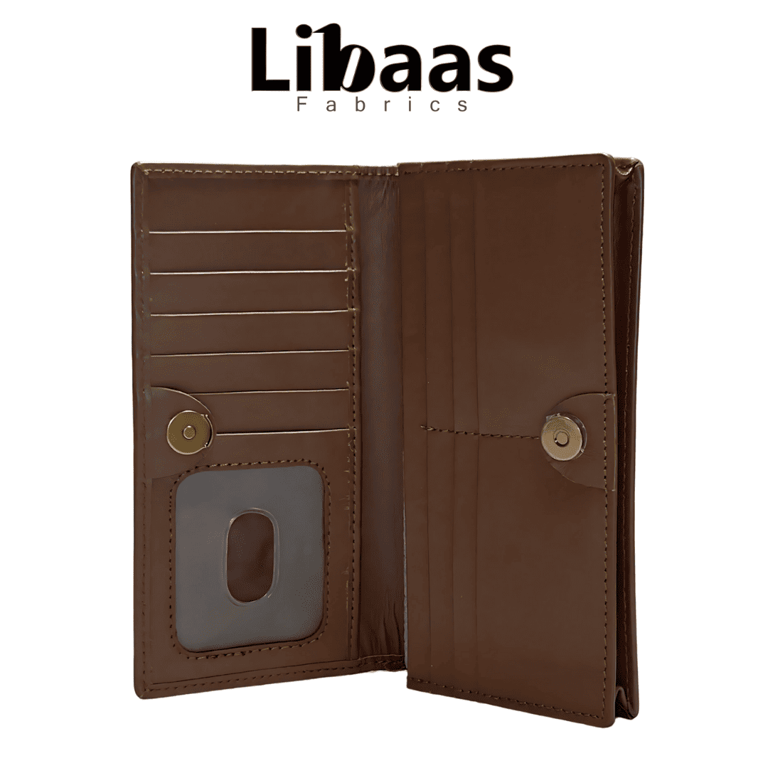 Snap Button Wallet – Dark Brown Leather Organizer - Libaas Fabrics