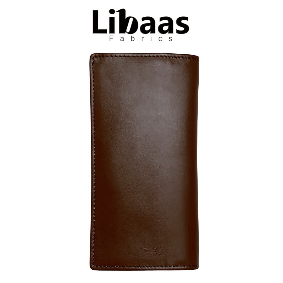 Snap Button Wallet – Dark Brown Leather Organizer - Libaas Fabrics