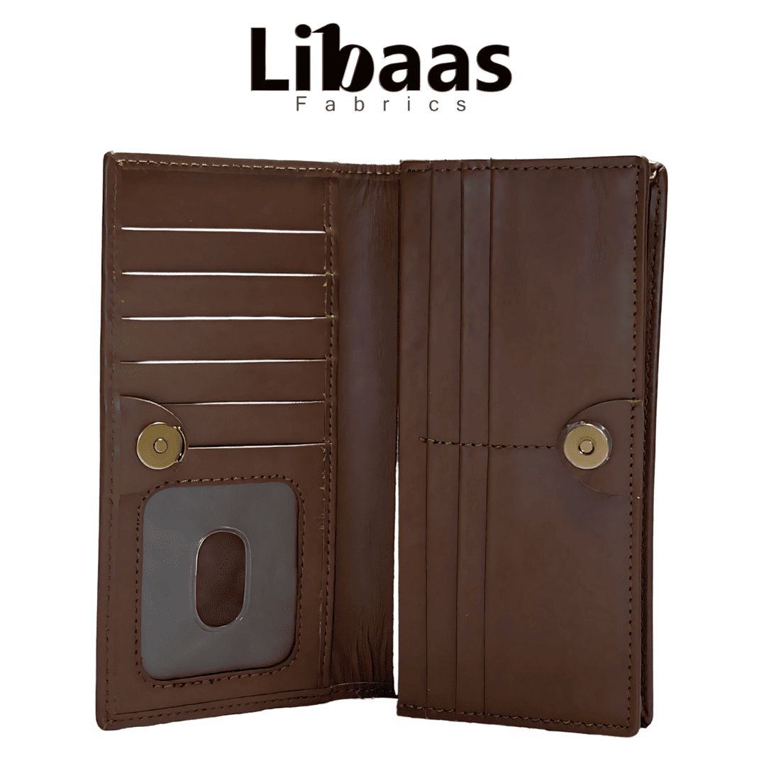 Snap Button Wallet – Dark Brown Leather Organizer - Libaas Fabrics
