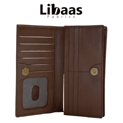 Snap Button Wallet – Dark Brown Leather Organizer - Libaas Fabrics