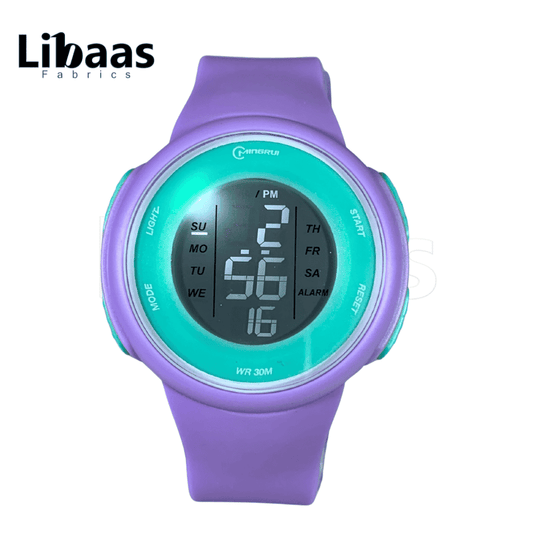 Teal & Purple Round Digital Watch - Libaas Fabrics