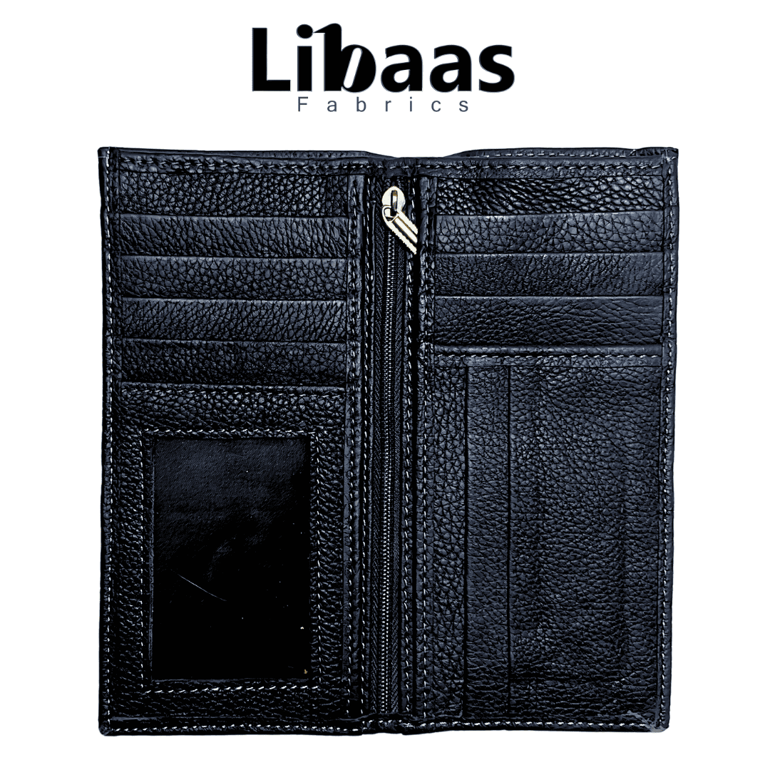 Travel Wallet – Black Genuine Leather Organizer - Libaas Fabrics